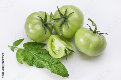  Green fresh tomatoes. Organic agriculture.