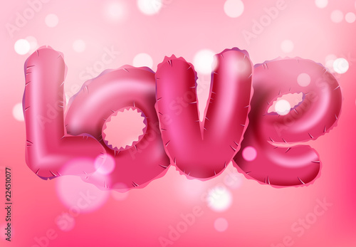 Valentine's day abstract background with red 3d balloons