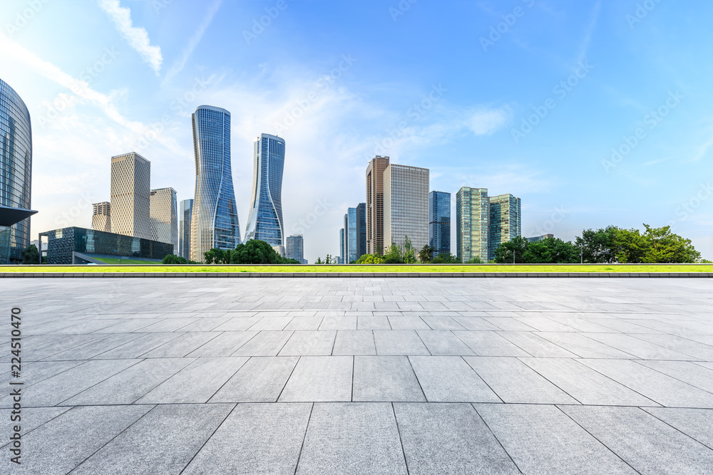 City square floor and modern buildings in hangzhou City square floor and modern buildings in hangzhou