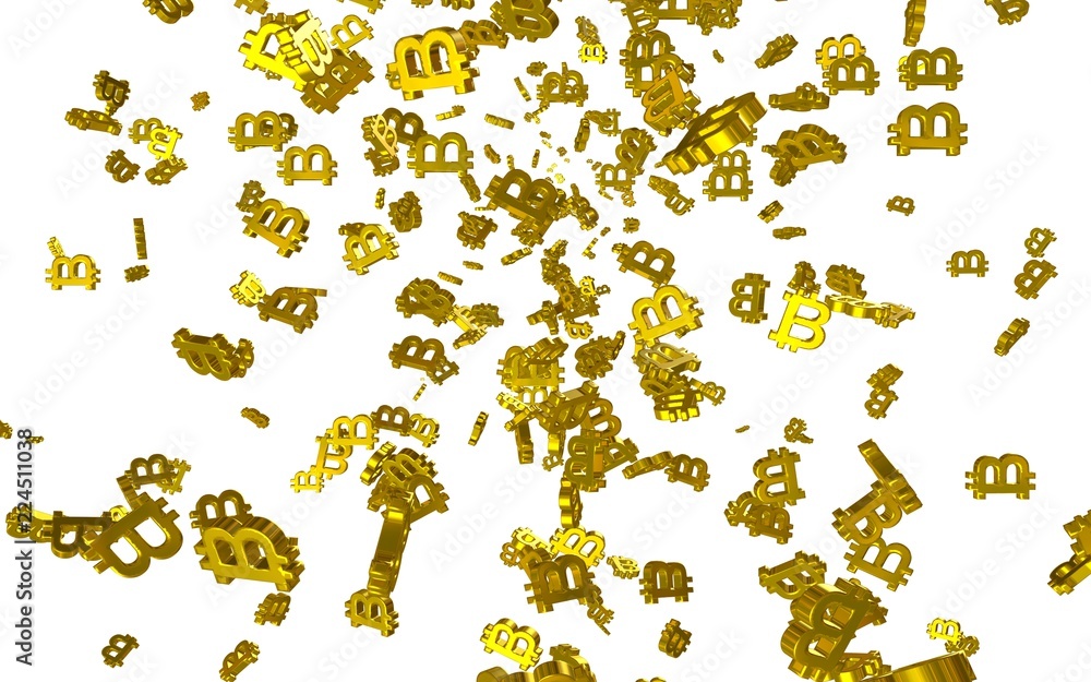 Digital currency symbol Bitcoin on a white background. Fall of bitcoin. Cryptocurrency graph on virtual screen. Business, Finance and technology concept. 3D illustration Digital currency symbol Bitcoin on a white background. Fall of bitcoin. Cryptocurrency graph on virtual screen. Business, Finance and technology concept. 3D illustration