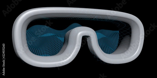 Virtual reality mask illustration on dark background. VR glasses technology concept. 3D illustration