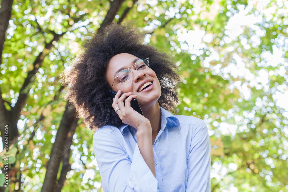 Beautiful Young Black Woman Speaking By Phone Beautiful Young Black Woman Speaking By Phone