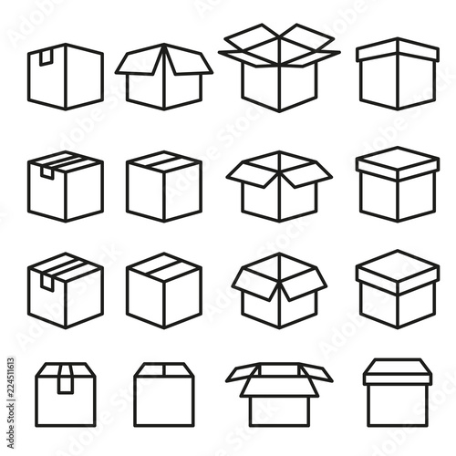 Set of Abstract Box Vector Line Icons