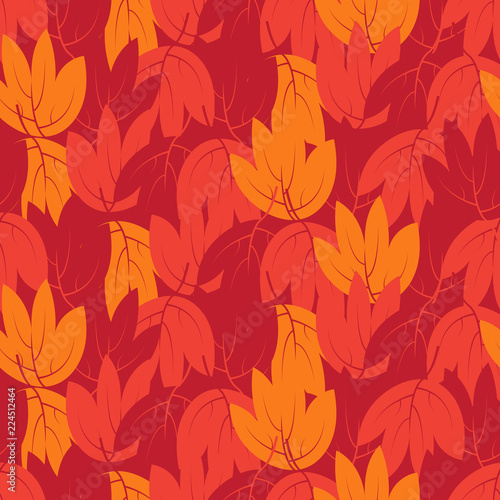 Seamless pattern with autumn leaves lying on the ground. Design for wallpaper, gift paper, pattern fills, web page background, autumn greeting cards