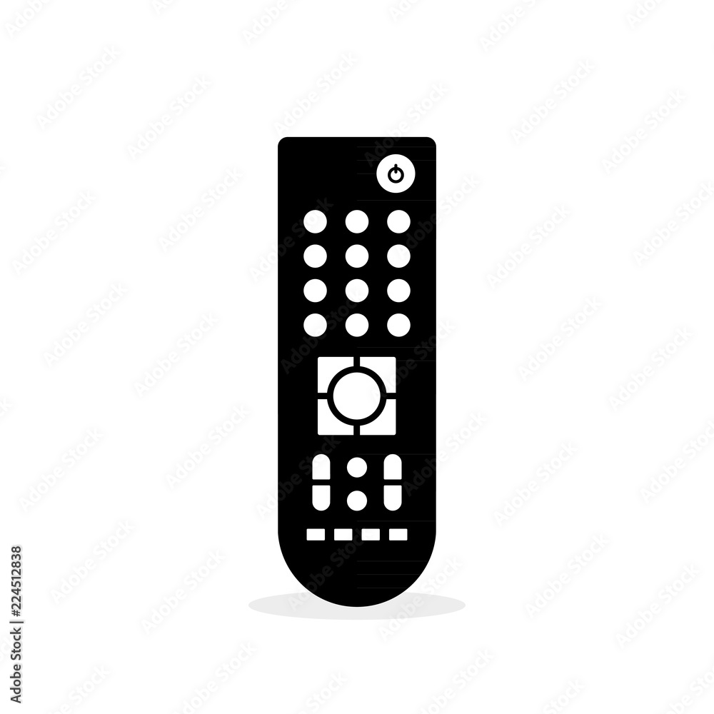 Remote control. Flat icon. Black and white. TV remote controller