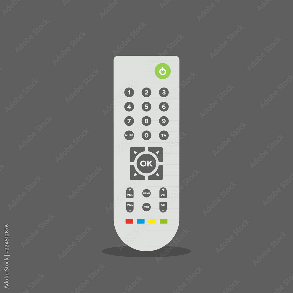 Remote control. Flat colorful illustration. TV remote controller. Vector illustration, flat design Remote control. Flat colorful illustration. TV remote controller. Vector illustration, flat design