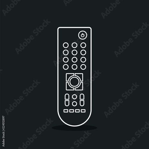 Remote control. Flat icon. White thin line. TV remote controller. Vector illustration, flat design