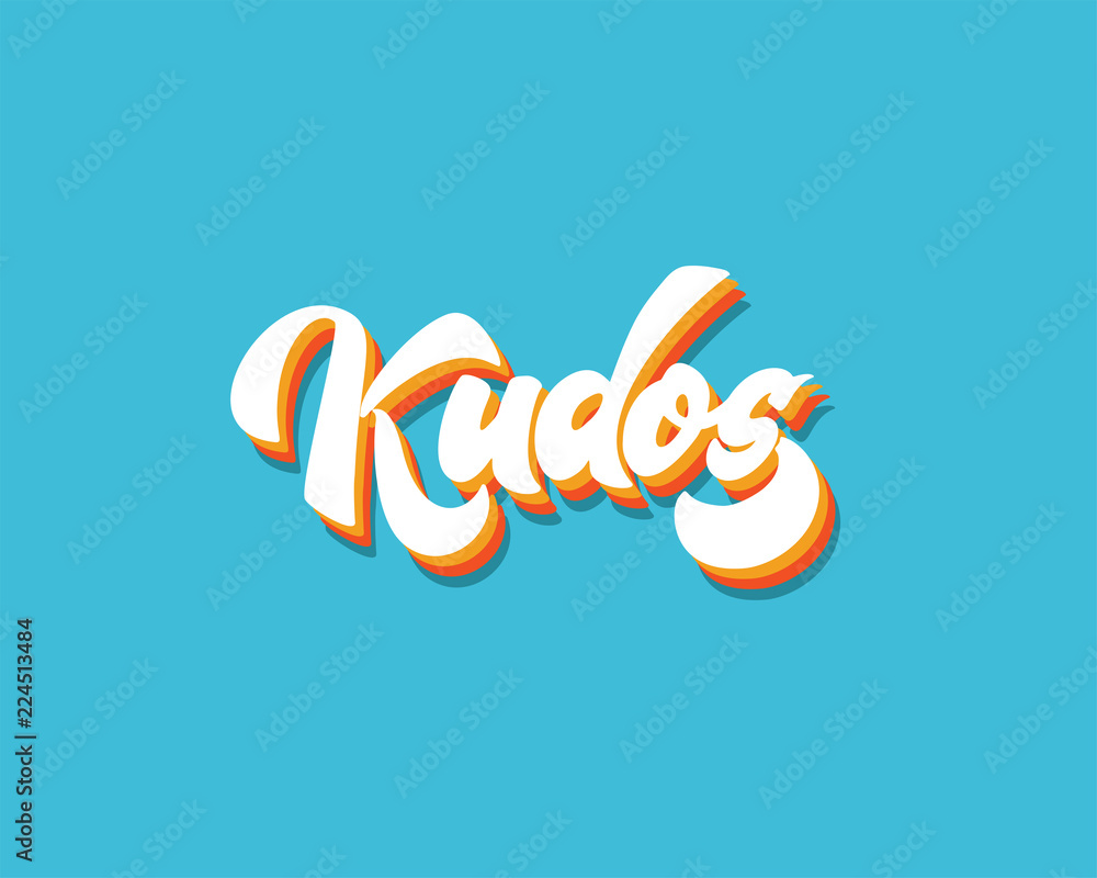 Bravo Kudos. Beautiful greeting card scratched calligraphy text word