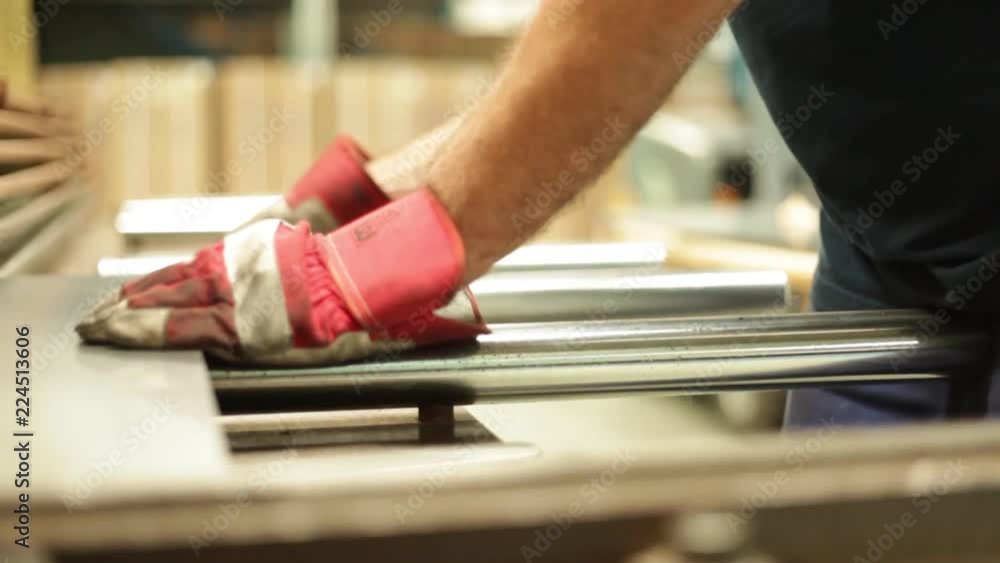 Hands working in industry with gloves