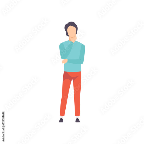 Young man thinking of something vector Illustration on a white background