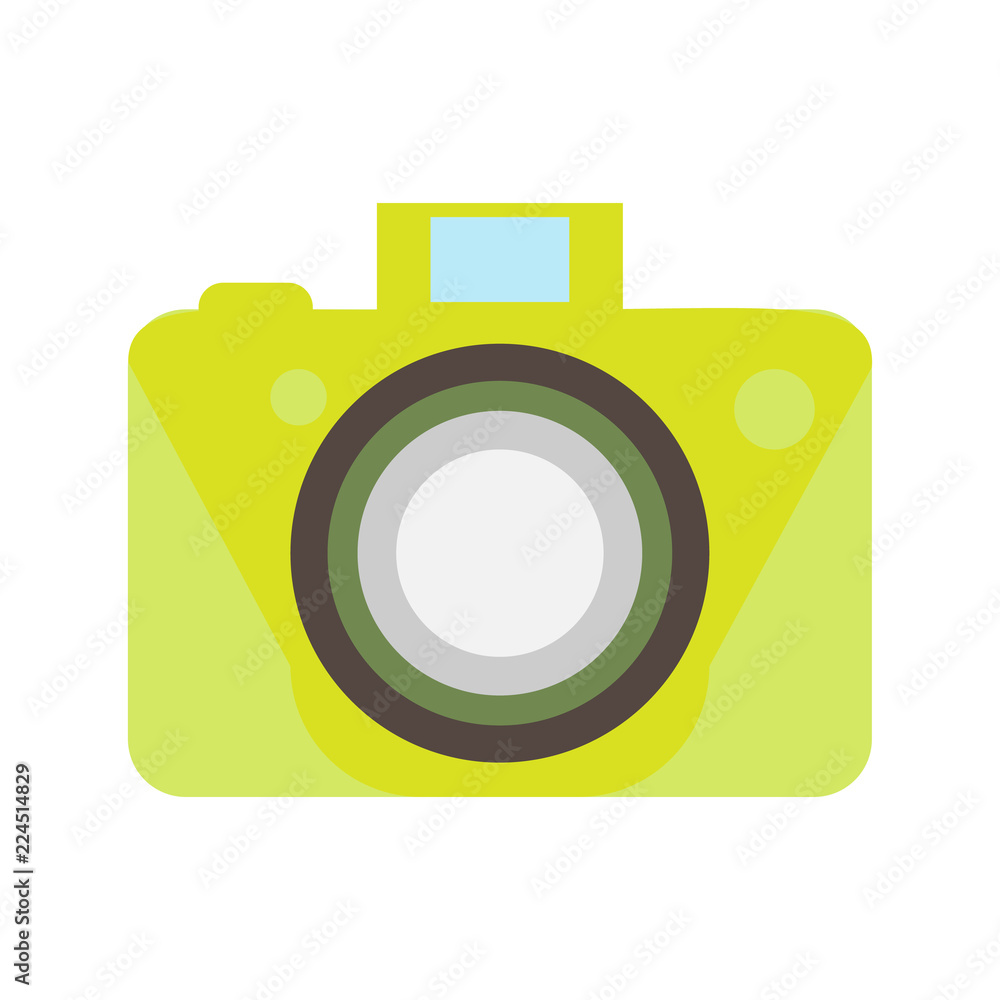 A camera in a flat style on a white background A camera in a flat style on a white background