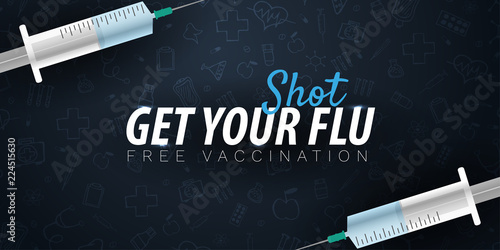Vaccination. Get your Flu Shot. Medical poster. Health care. Vector medicine illustration.