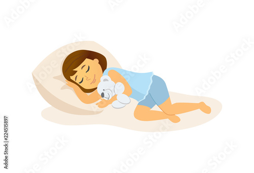 Sleeping girl - cartoon people character isolated illustration
