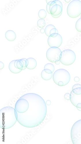 Light pastel colored background with pink bubbles. Wallpaper, texture blue balloons. 3D illustration