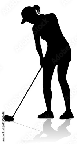 A female golfer sports person playing golf 