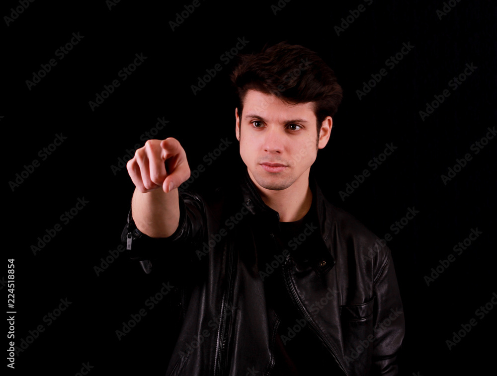 Man is pointing with his finger Man is pointing with his finger