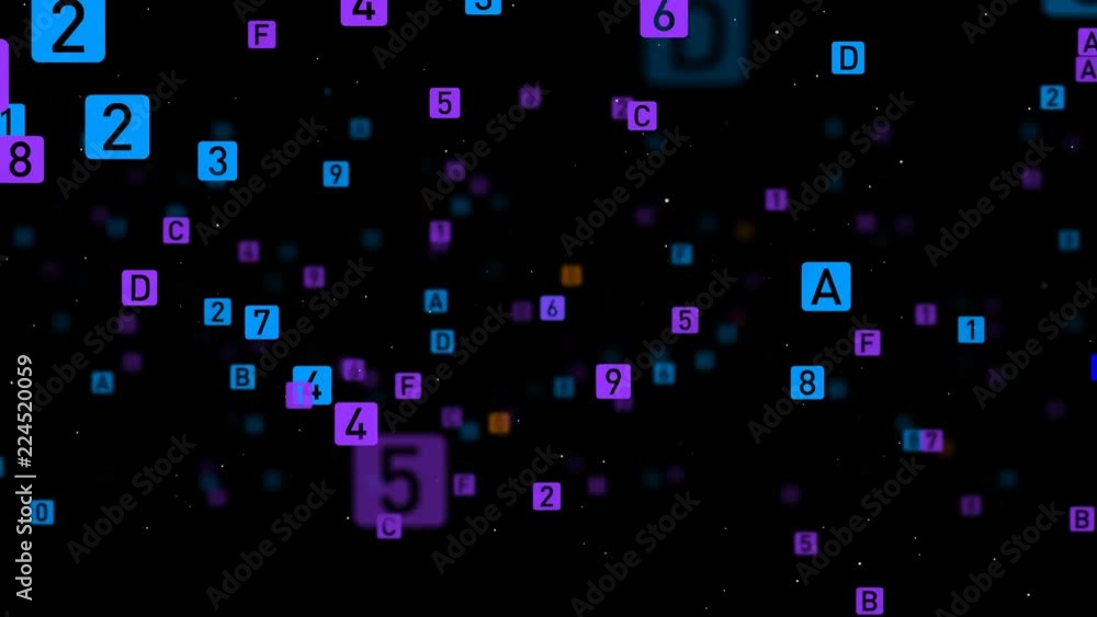 Digital hexadecimal background. Big data digital code. Futuristic information technology concept. Computer generated seamless loop animation 4k Digital hexadecimal background. Big data digital code. Futuristic information technology concept. Computer generated seamless loop animation 4k