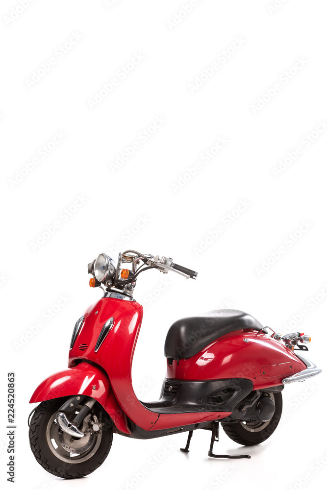 red retro scooter isolated on white