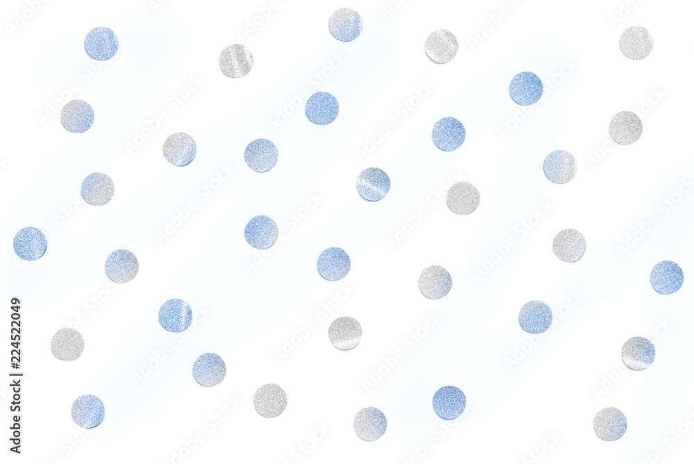 Snow confetti paper cut on white background - isolated