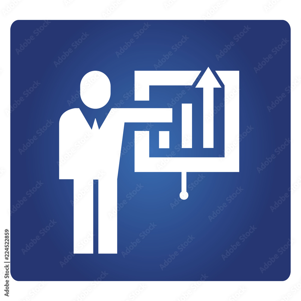 business people presentation in blue background business people presentation in blue background