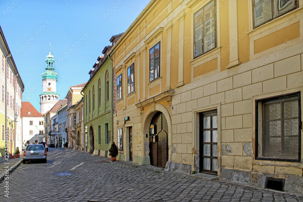 Historic street in Sopron. Hungary