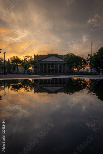 Theater in Guadalajara Mexico reflected on water