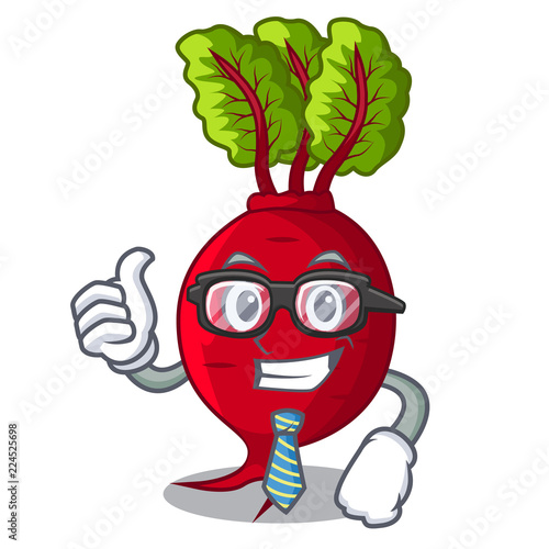 Businessman character organic beetroot in the garden