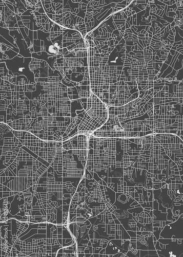 City map Atlanta, monochrome detailed plan, vector illustration