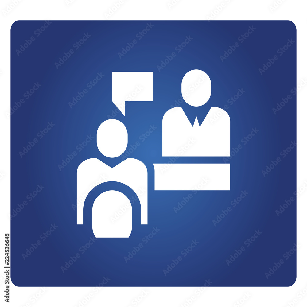 business people meeting and job interview icon in blue background business people meeting and job interview icon in blue background