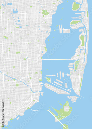 City map Miami, color detailed plan, vector illustration