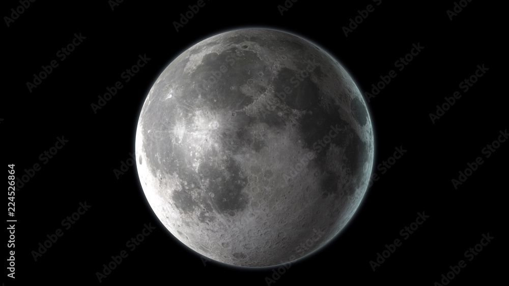 Realistic Moon in the outer space. High detailed texture. 3D Render Realistic Moon in the outer space. High detailed texture. 3D Render