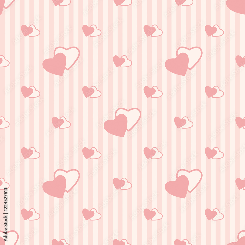 Seamless vertical stripe pattern with pink hearts, pastel pale colors. Vector abstract background, design for fabric, textile, fashion, wedding design, gift wrapping paper; Happy Valentine Day. Seamless vertical stripe pattern with pink hearts, pastel pale colors. Vector abstract background, design for fabric, textile, fashion, wedding design, gift wrapping paper; Happy Valentine Day.
