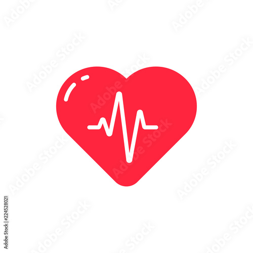 Heart with heartbeat line. Vector icon or logo design template in flat style