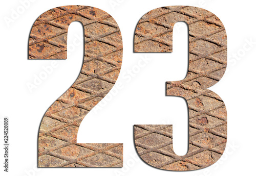 23 – with metal texture on white background