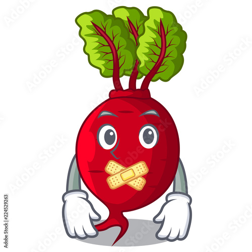 Silent whole beetroots with green leaves cartoon