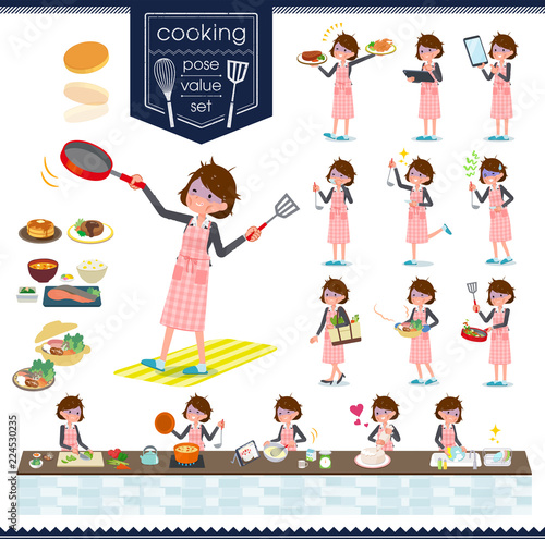flat type Gray suit business women Bad condition_cooking