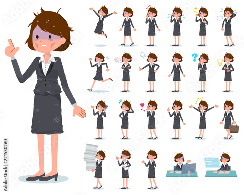 flat type Gray suit business women Bad condition_emotion
