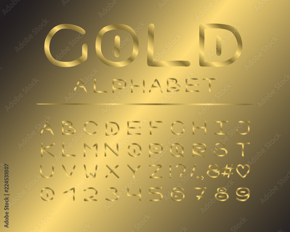 Alphabet elegant design. Luxury color style. English letters, numbers, punctuation marks. Monospaced font vector typography. Hand drawn. EPS10 Alphabet elegant design. Luxury color style. English letters, numbers, punctuation marks. Monospaced font vector typography. Hand drawn. EPS10