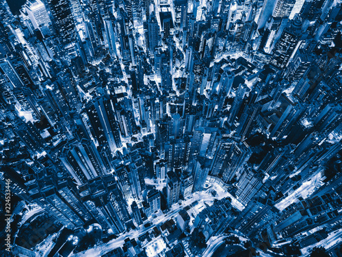 Photography Aerial view of Hong Kong Downtown
