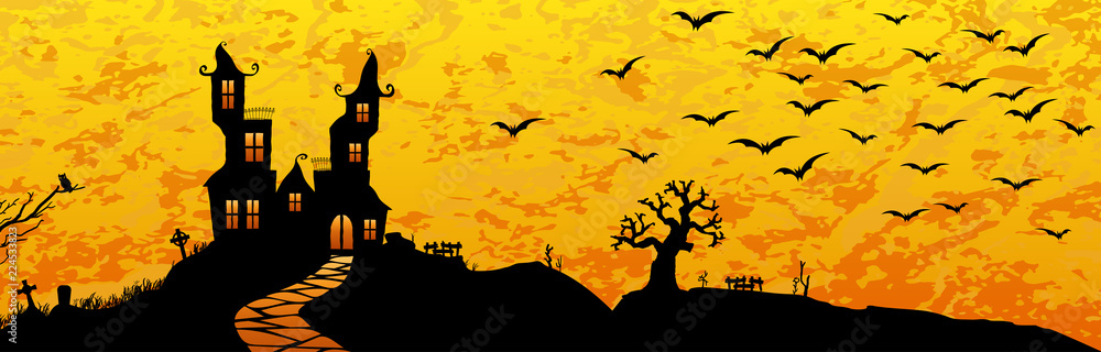 Halloween scary castle background
