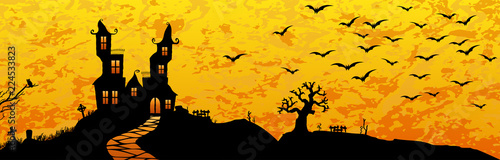 Halloween scary castle background