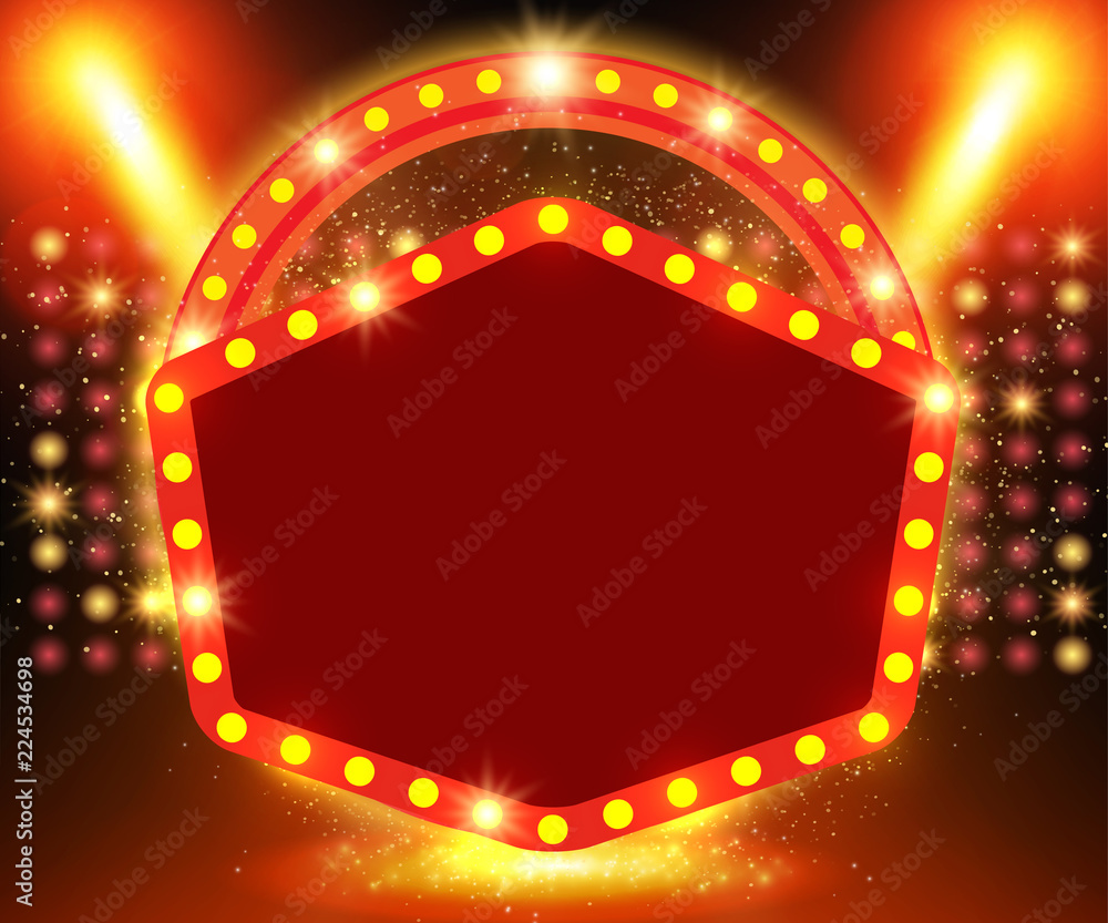 Obraz premium Retro banner on stage with spotlight effect background