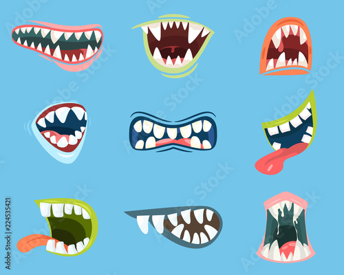 Dracula or monster, vampire cartoon mouth