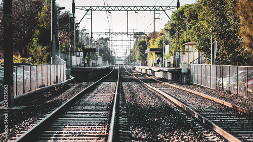 Railroad tracks at Northcote in the city of Melbourne Australia photo