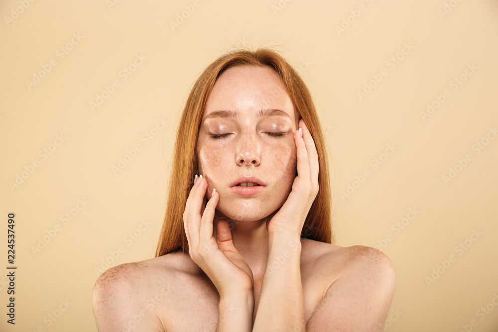 Beauty portrait of a beautiful young topless redhead girl Beauty portrait of a beautiful young topless redhead girl