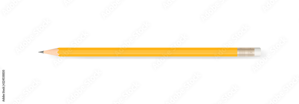 Yellow pencil on white background with soft shadow. Vector. Yellow pencil on white background with soft shadow. Vector.