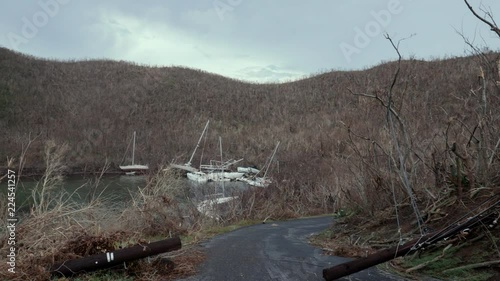 sunken destroyed boats post hurricane irma 2017, st john, united states virgin islands  photo