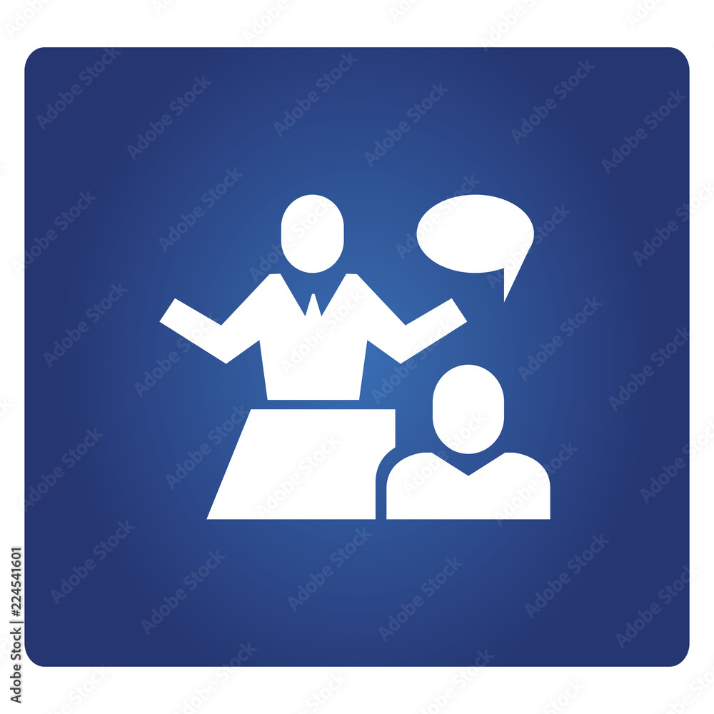 business people meeting icon in blue background business people meeting icon in blue background