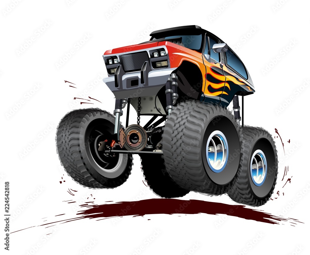 Cartoon Monster Truck isolated on white background