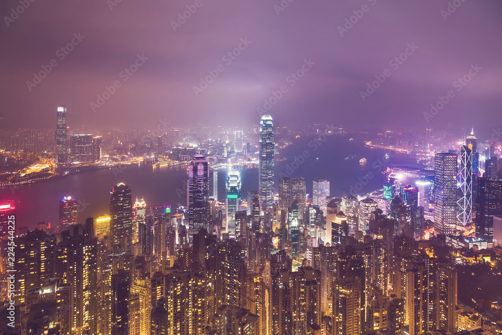 Hong Kong Cityscape in vintage tone